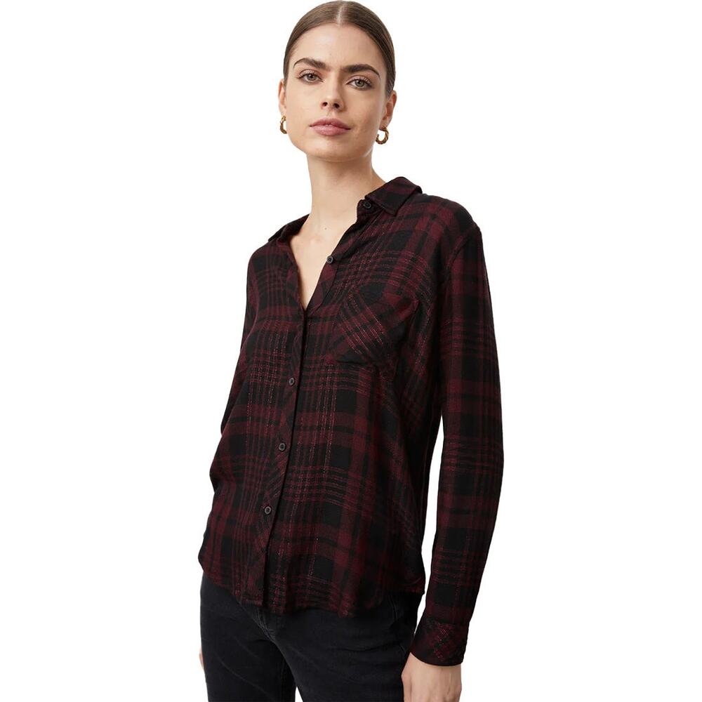 Rails Hunter‎ Black Merlot Button Down Red Plaid Top Size Small
